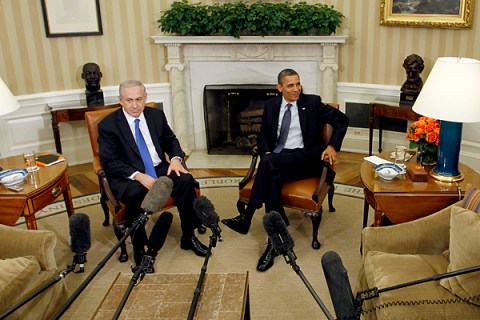 U.S. President Barack Obama meets with Israel's Prime Minister Benjamin Netanyahu in the Oval Office of the White House