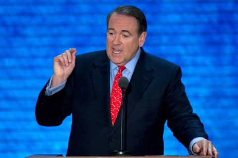 Image: Former Ark. Gov. Mike Huckabee gives his speech on the third night of the 2012 Republican National Convention 
