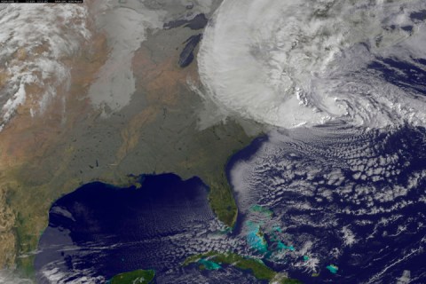 Image: Hurricane Sandy is seen moving towards the east coast of the United States