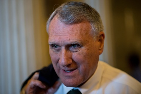 Image: Sen. Jon Kyl, R-Ariz., speaks with reporters as he arrives for the Senate Republicans' policy lunch in the Capitol
