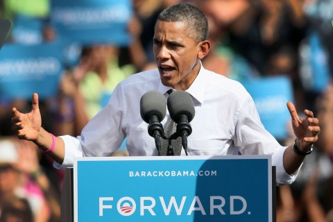 Image: President Obama speaks during a campaign rally 