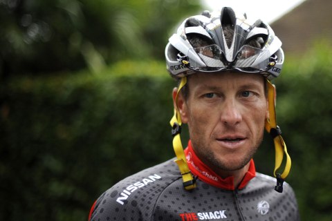 image: Lance Armstrong for a training session during the second of the two rest days of the 2010 Tour de France cycling race in Pau, France, July 21, 2010.