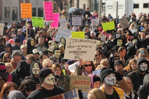 Image: Protests in Steubenville, Ohio, over rape allegations