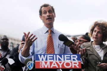Anthony Weiner greets NYC Commuters Day after announcing his mayoral bid in New York City, on May 23, 2013.