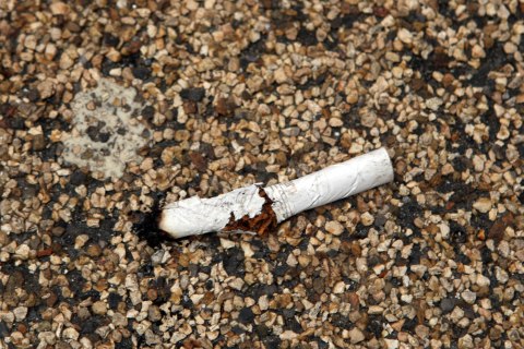 A cigarette butt in Times Square, May 23, 2011 in New York City. 