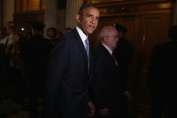 U.S. President Barack Obama leaves a policy luncheon after meeting with Senate Republicans at the U.S. Capitol in Washington, D.C., on Sept. 10, 2013.