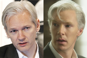 From Left: Julian Assange and Benedict Cumberbatch as Assange in <em>The Fifth Estate</em>