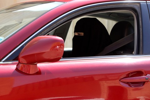 A woman drives a car in Saudi Arabia, on Oct. 22, 2013.