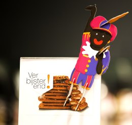 A decorative Zwarte Piet (Black Pete) is displayed in a department store in The Hague, The Netherlands, on November 15, 2013.