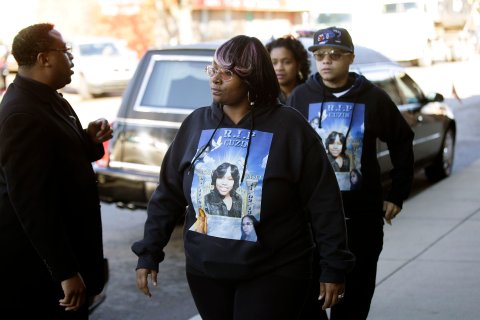 Mourners attend the funeral service for 19-year-old shooting victim Renisha McBride in Detroit, on Nov. 8, 2013.