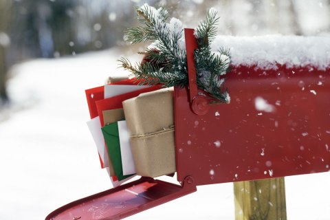 Mailbox decorated for Christmas